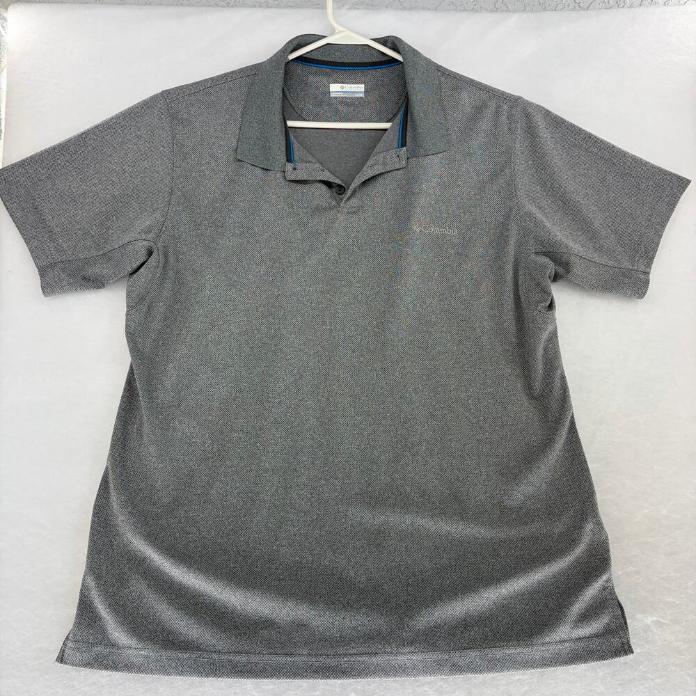 Columbia Men's Grey Heather Textured Short Sleeve Polo Shirt XL